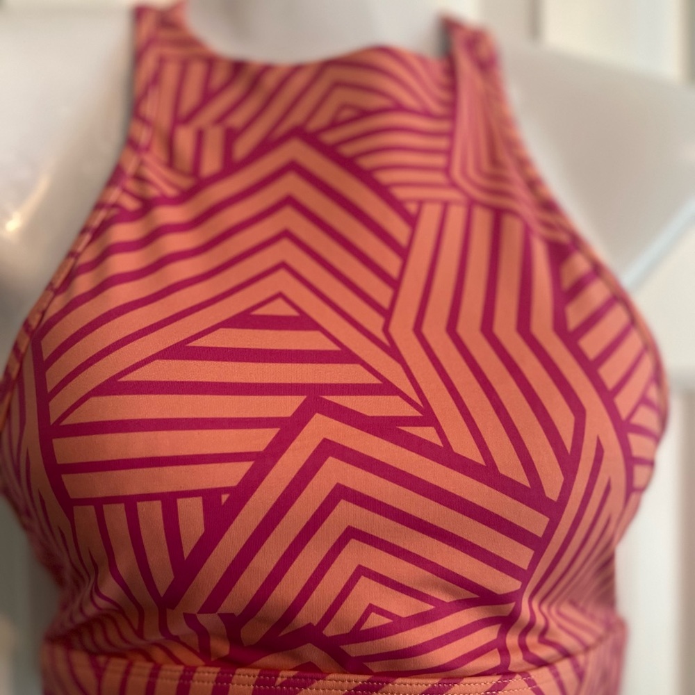 Geometric Pink and Orange Sports bra